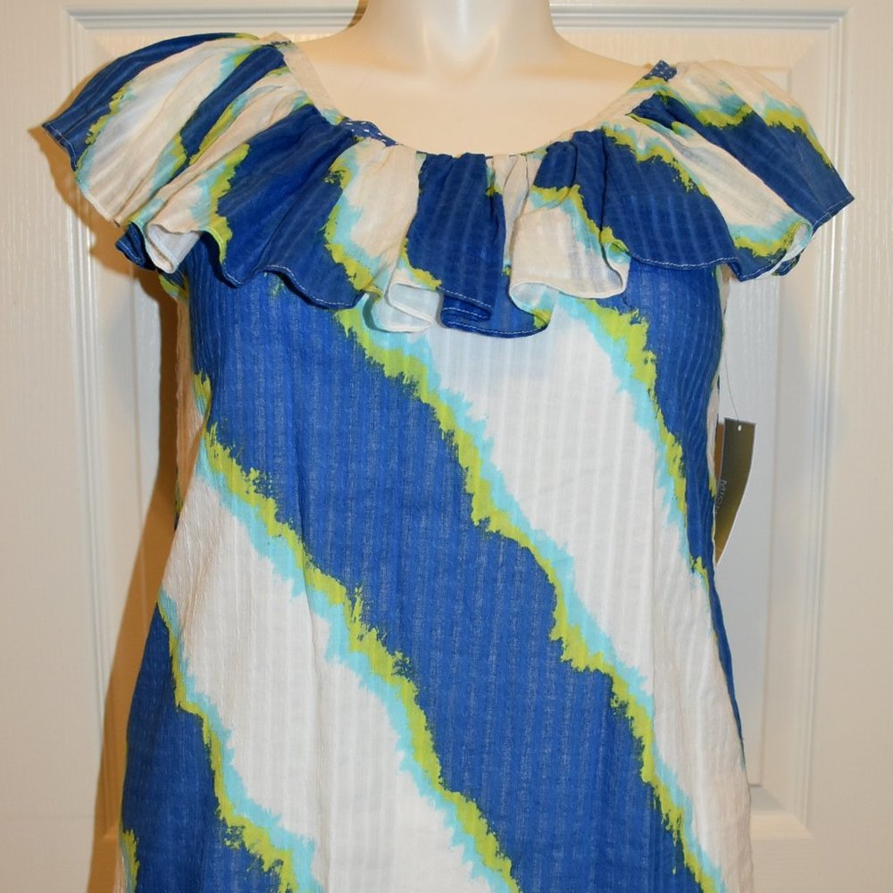 MICHAEL KORS FLOUNCE STRIPED TOP - SIZE LARGE - NEW WITH TAGS!